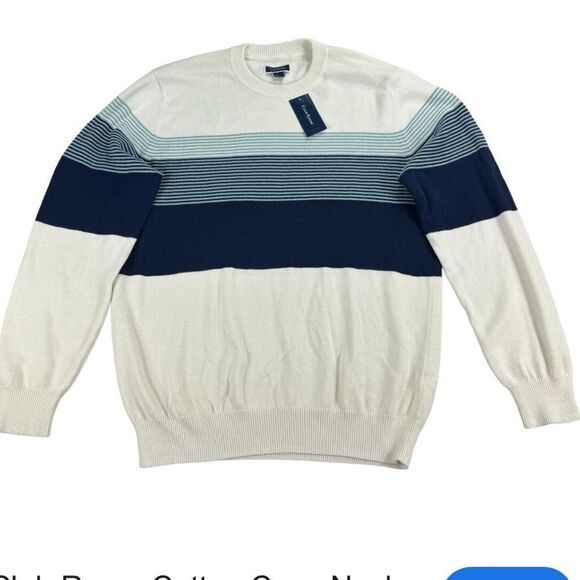 Club Room Men's Striped Sweater Winter Ivory White pullover - Picture 3 of 10